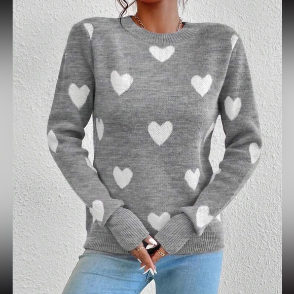 Cozy hearts print sweater top - Picture 5 of 6